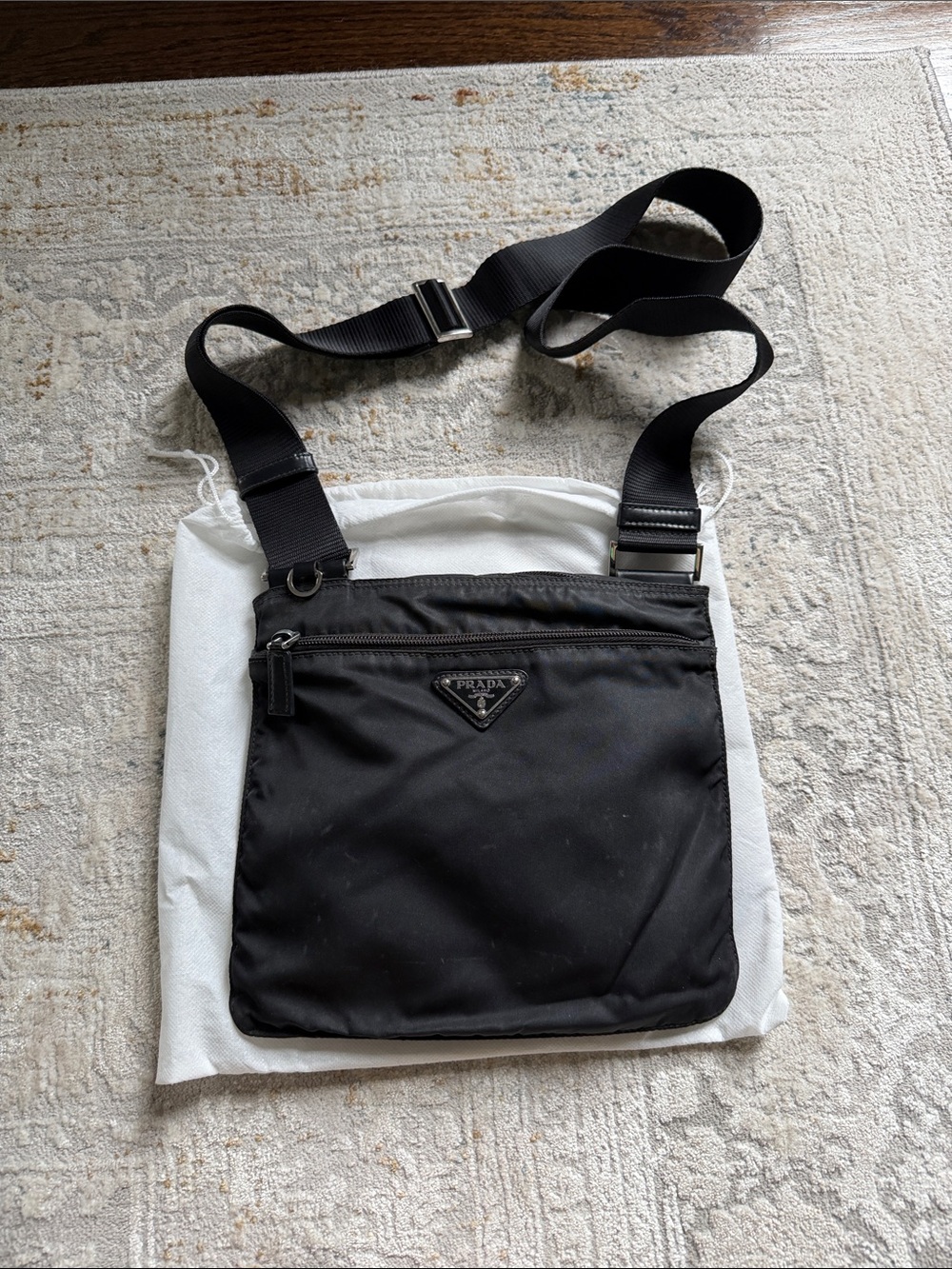 Prada Black Nylon Messenger Crossbody with Adjustable Strap